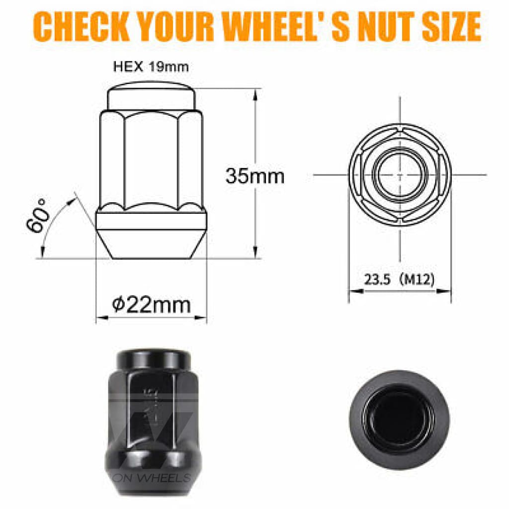 RW Chrome Acorn Lug Nut 12x1.5 35mm for Wheels Wheel Lug Nuts