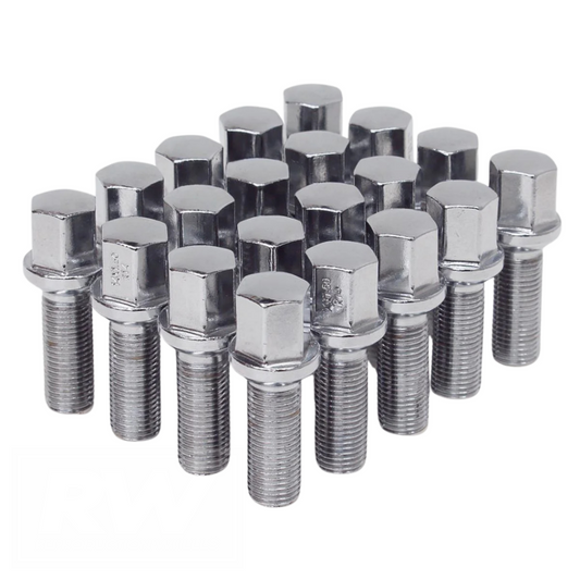 RW Chrome Lug Bolts 14x1.5 35mm for Ball Type Spherical Seat OE Wheels