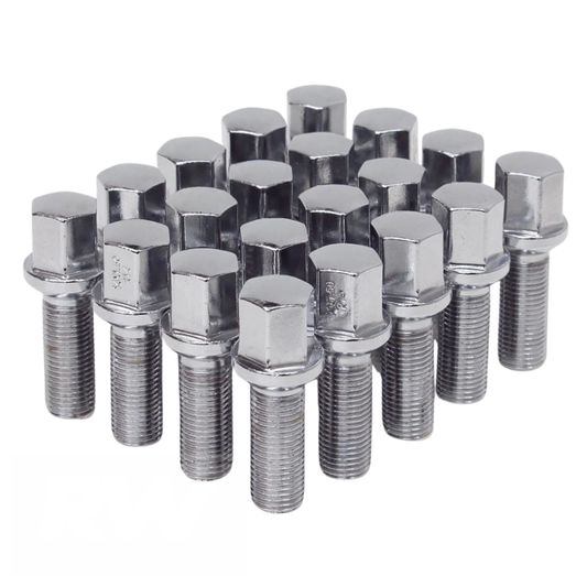 RW Chrome Lug Bolts 14x1.5 35mm for Ball Type Spherical Seat OE Wheels