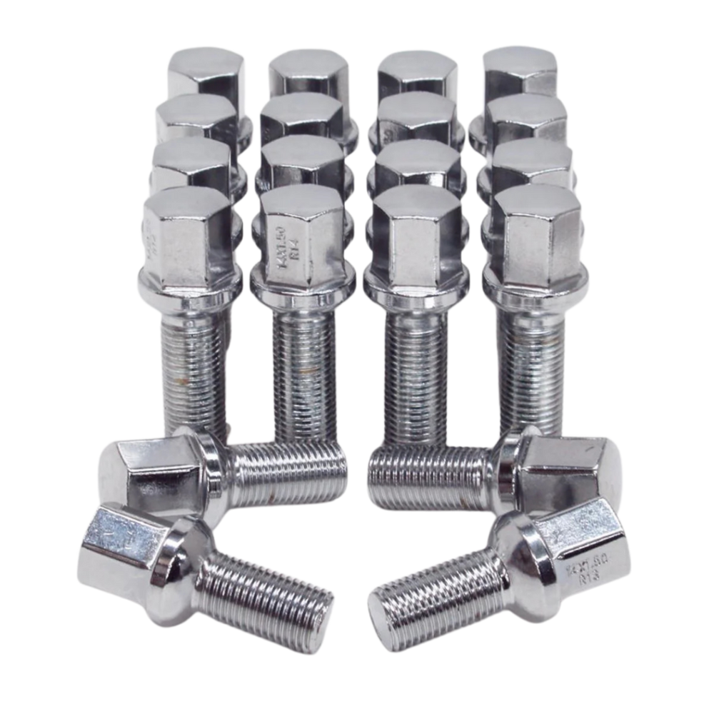 RW Chrome Lug Bolts 14x1.5 35mm for Ball Type Spherical Seat OE Wheels