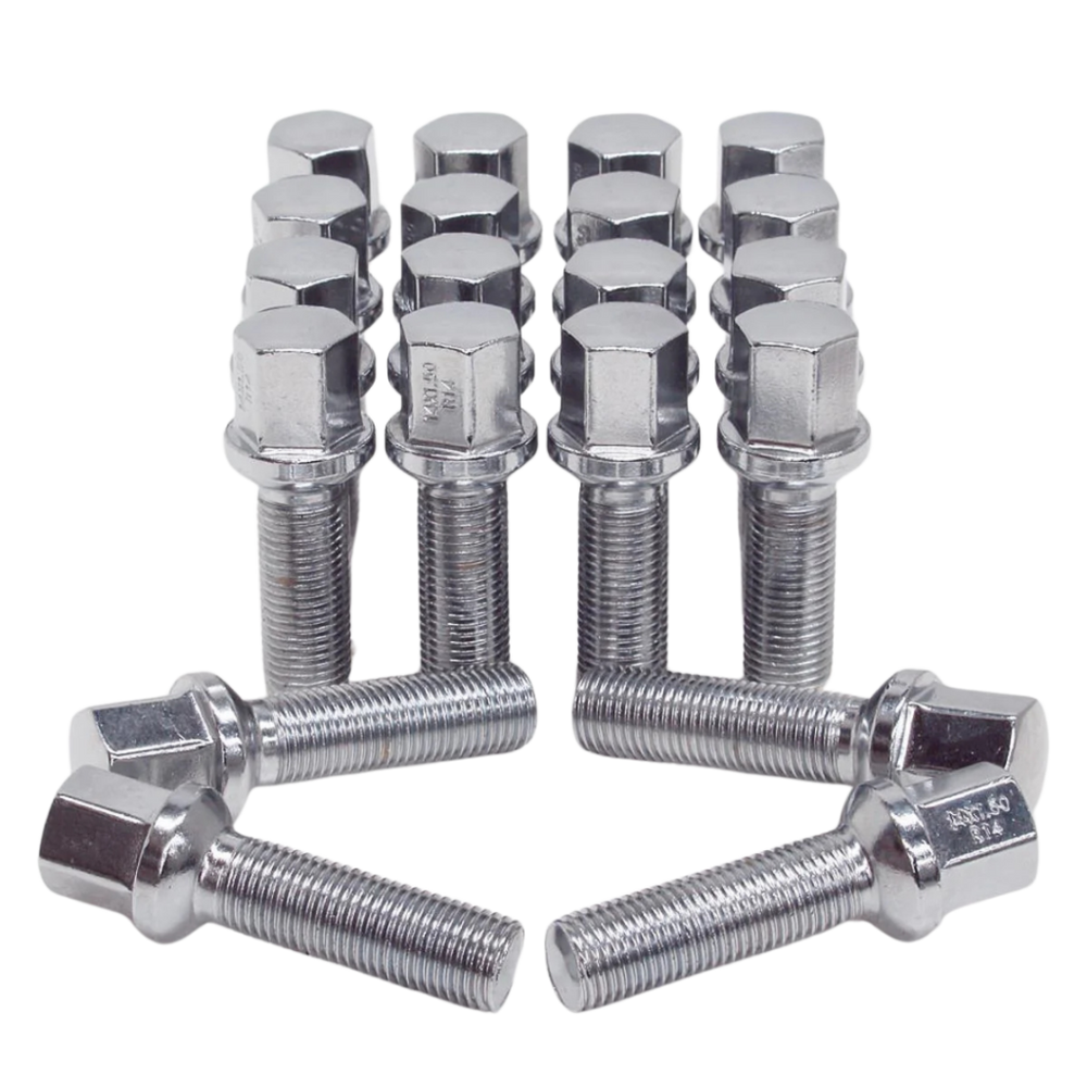 RW Chrome Lug Bolts 14x1.5 45mm for Ball Type Spherical Seat OE Wheels