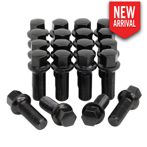 RW Black Lug Bolts 15x1.25 45mm for Ball Type Spherical Seat OE Wheels