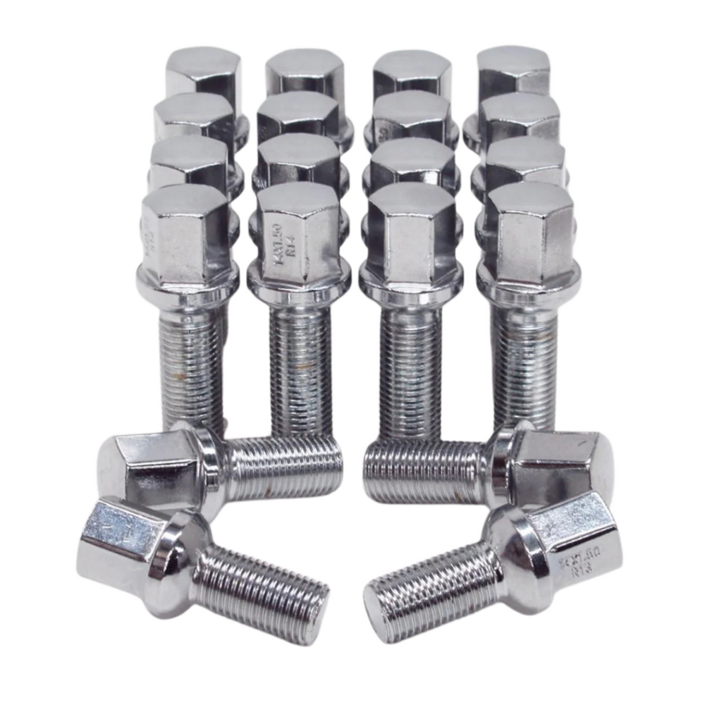 RW Chrome Lug Bolts 14x1.5 27mm for Ball Type Spherical Seat OE Wheels